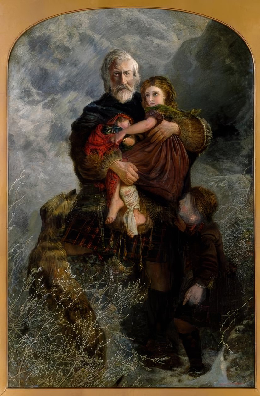 Glencoe-i mészárlás, menekültek / W.H.Fisk festménye alkotó: William Henry Fisk