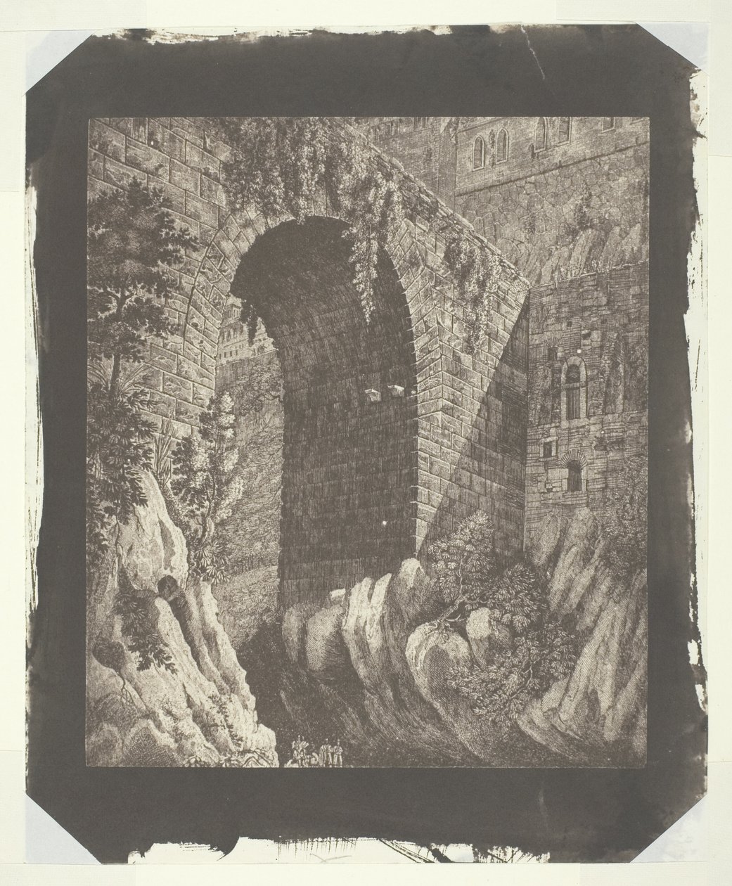 Egy nagyméretű olasz nyomat másolata, kicsinyítve a fényképezőgépben alkotó: William Henry Fox Talbot