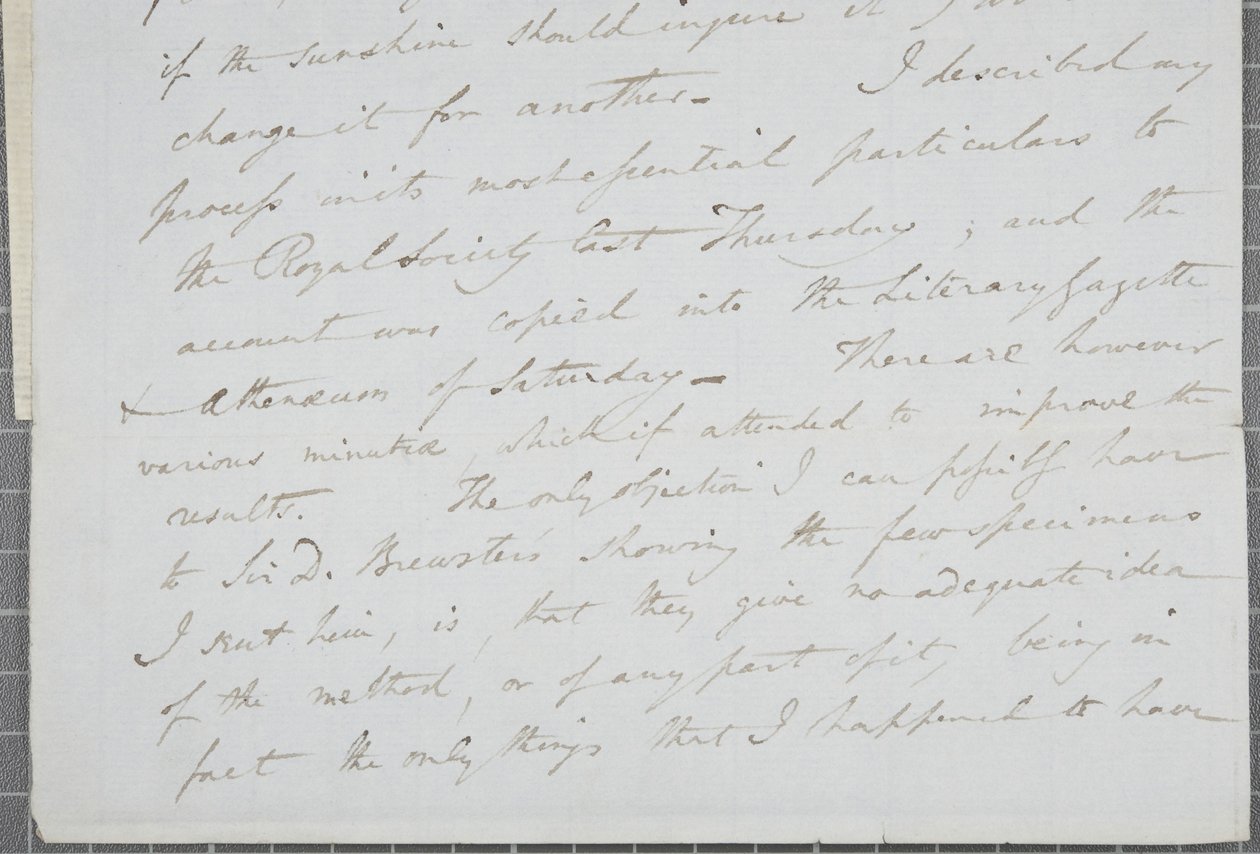 William Henry Fox Talbot aláírt levele James David Forbesnek, 1839 alkotó: William Henry Fox Talbot