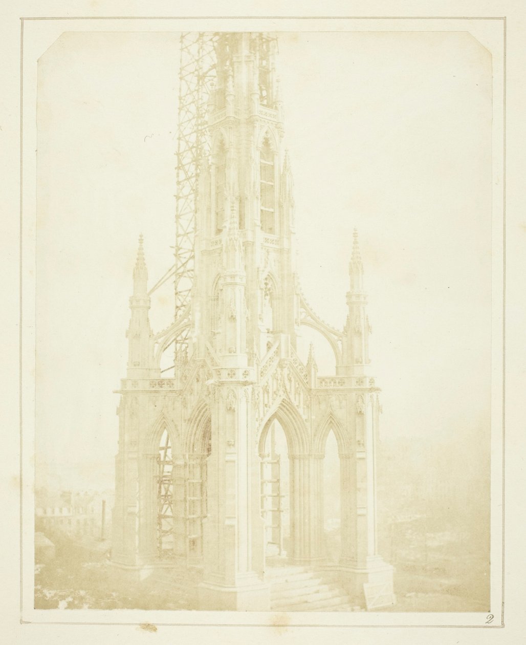 Sir Walter Scott emlékműve, Edinburgh, ahogyan 1844 októberében, majdnem elkészülten látszott alkotó: William Henry Fox Talbot