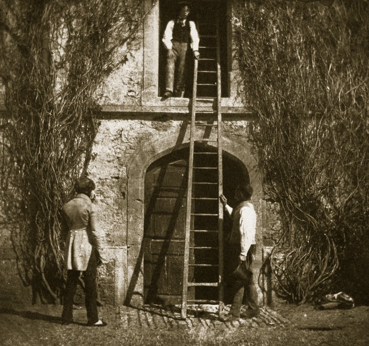 A létra, 1844. április (sópapír nyomat kalotípus negatívról) alkotó: William Henry Fox Talbot