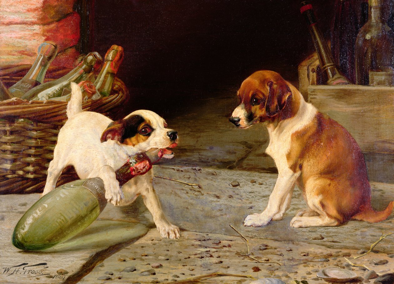 A palack kibontása, 1887 (egy a párból) alkotó: William Henry Hamilton Trood