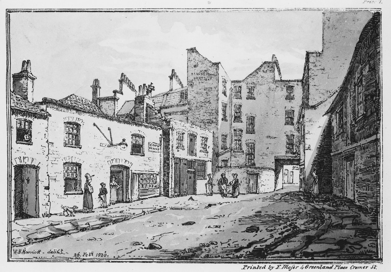 Kilátás a Cato utcára, 1820 (litho) alkotó: William Henry Harriott