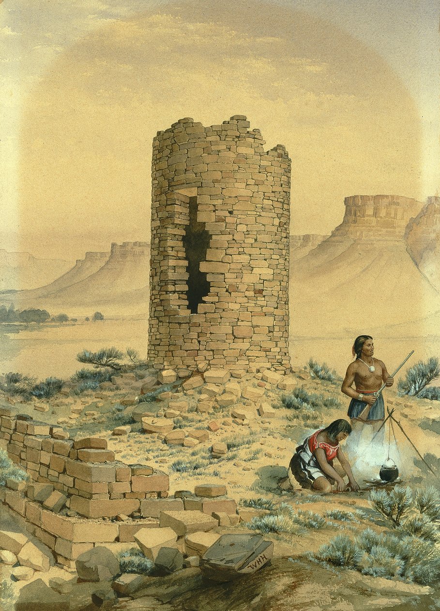 Ősi kőből készült kerek torony, 1875. alkotó: William Henry Holmes