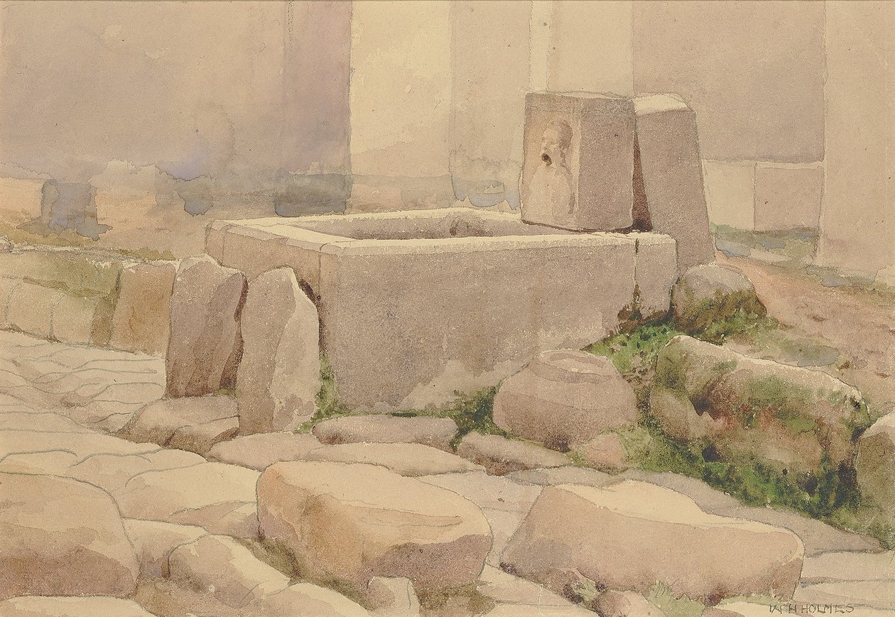 Pompeji szökőkút és lovas vályú, 1880 alkotó: William Henry Holmes