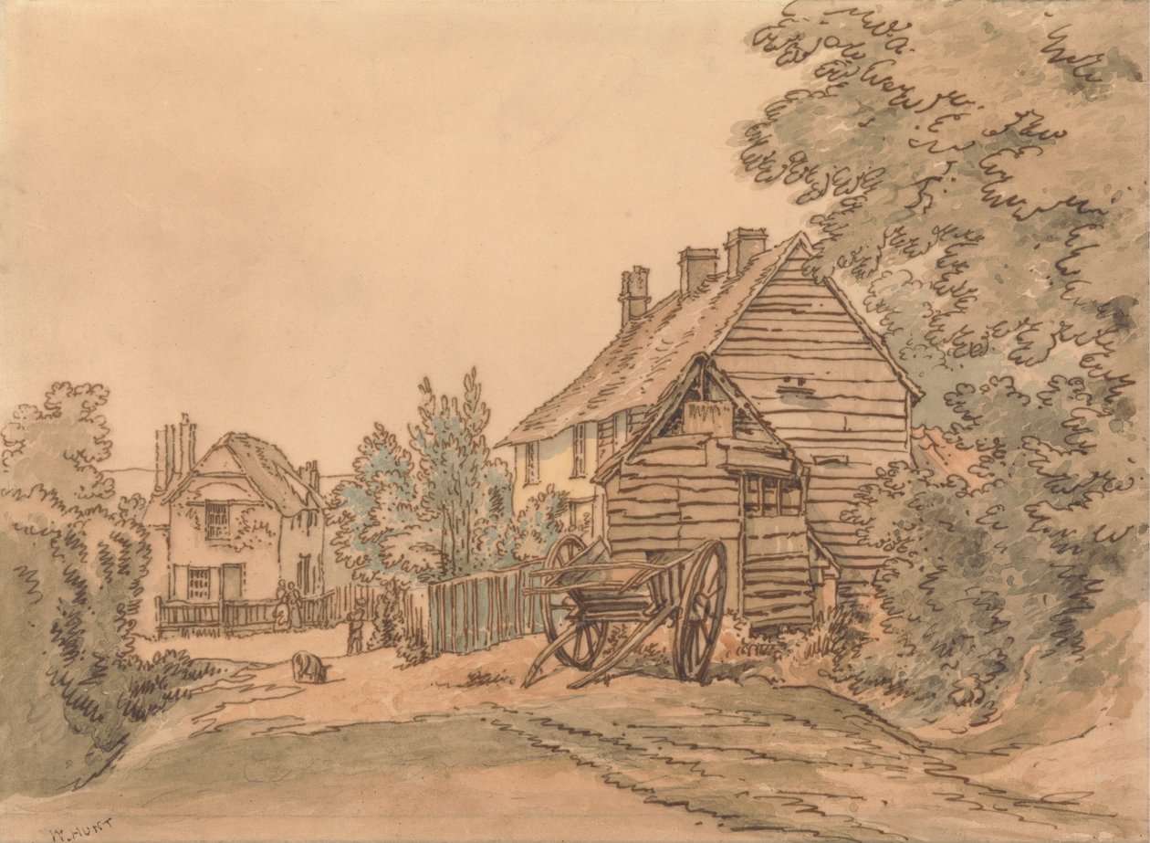 Egy utca egy vidéki faluban alkotó: William Henry Hunt