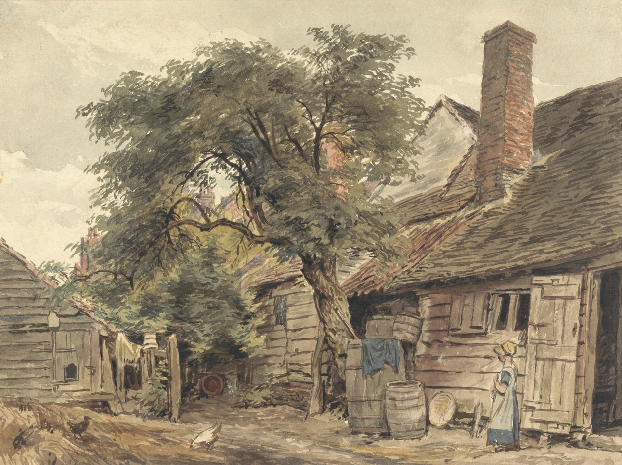 Egy kunyhó hátsó udvara alkotó: William Henry Hunt