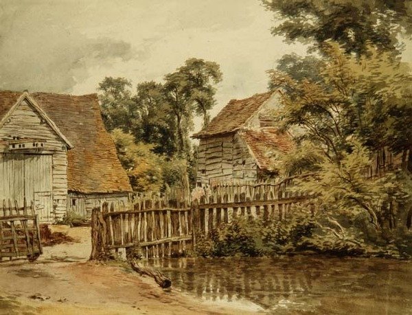 Tanya udvar tóval (akvarell papíron) alkotó: William Henry Hunt