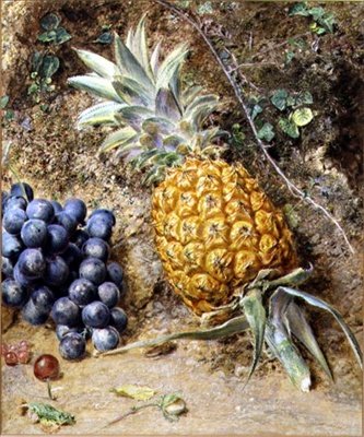 Szőlő és egy ananász (guache papíron) alkotó: William Henry Hunt