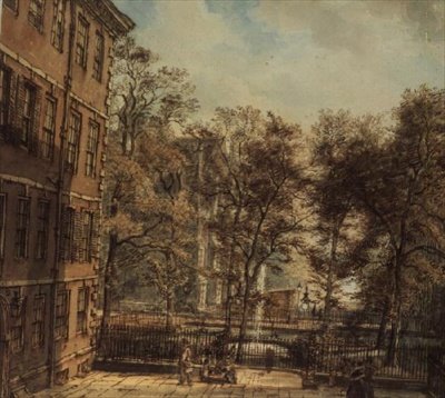 Új udvar: The Temple, London (akvarell) alkotó: William Henry Hunt