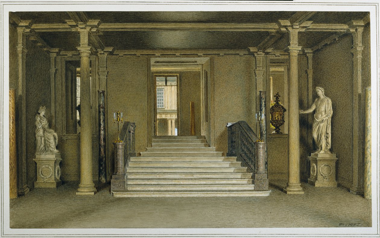 Északi bejárati csarnok a Chatsworth House-ban (akvarell papíron) alkotó: William Henry Hunt