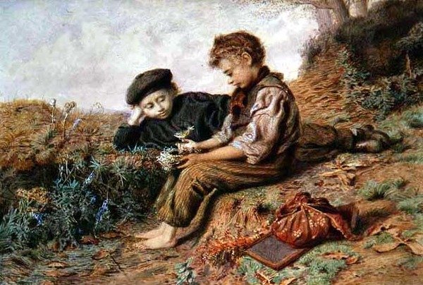 Iskolás fiúk egy lopott fészekkel alkotó: William Henry Hunt