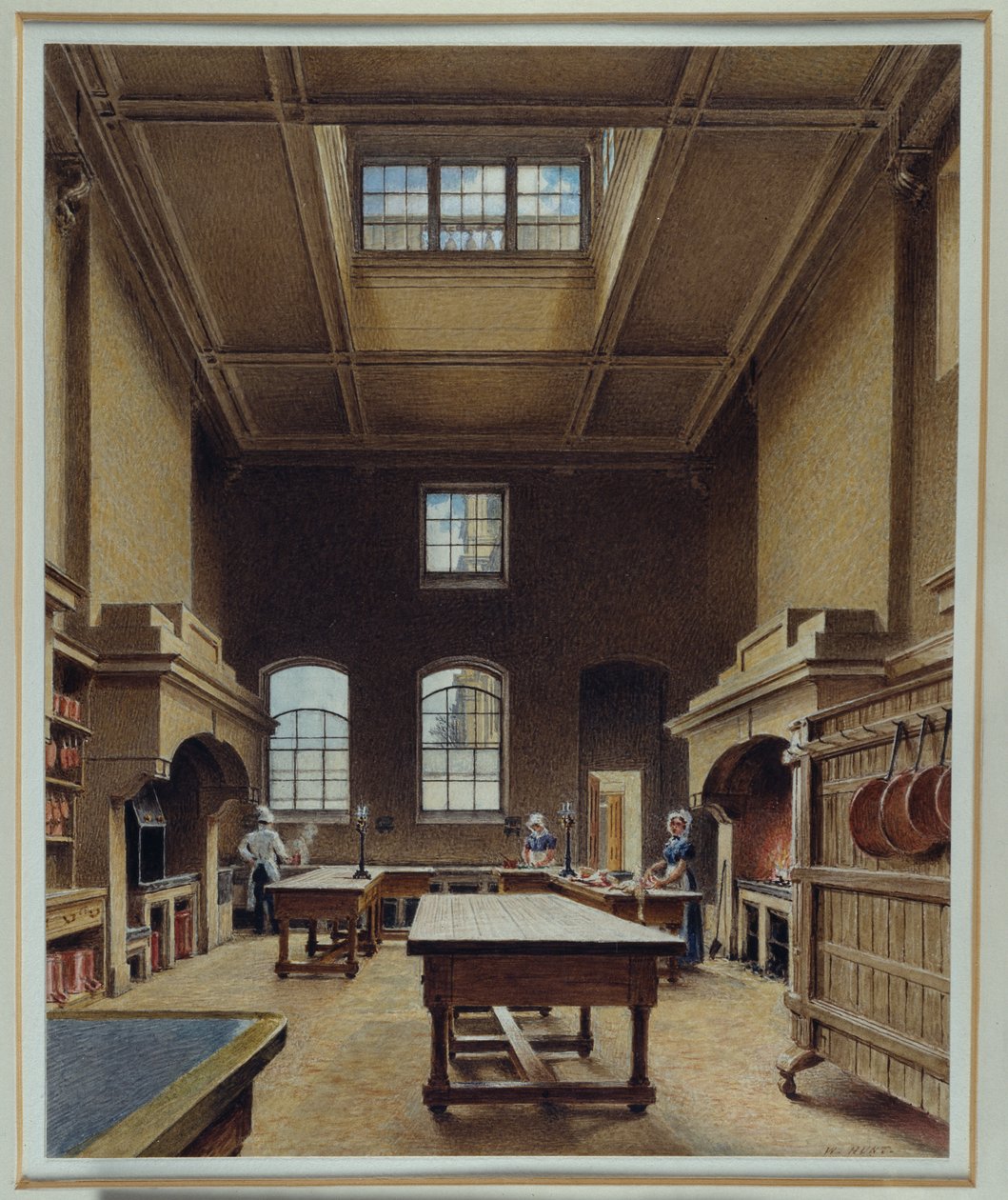 The Kitchen at Chatsworth, 1830 körül (akvarell, papír) alkotó: William Henry Hunt