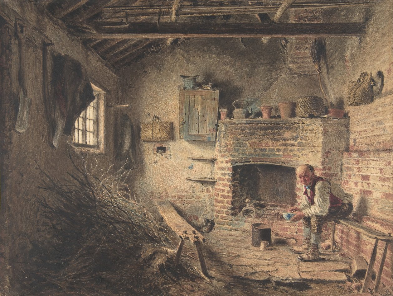 A favágó reggelije A gallygyűjtő étkezése, kb. 1832-34. alkotó: William Henry Hunt
