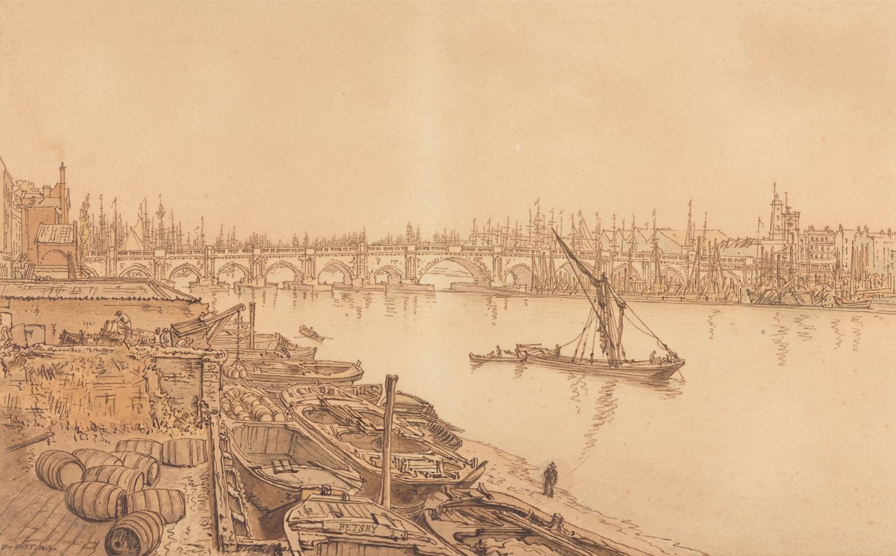 Kilátás az Old London Bridge-re alkotó: William Henry Hunt