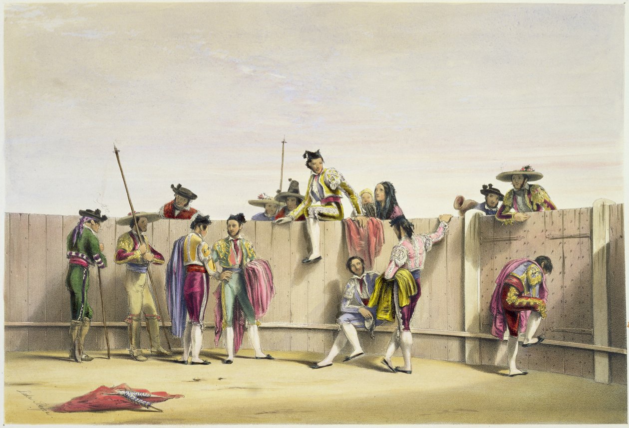 Toreros pihen a bikák között, 1865 alkotó: William Henry Lake Price