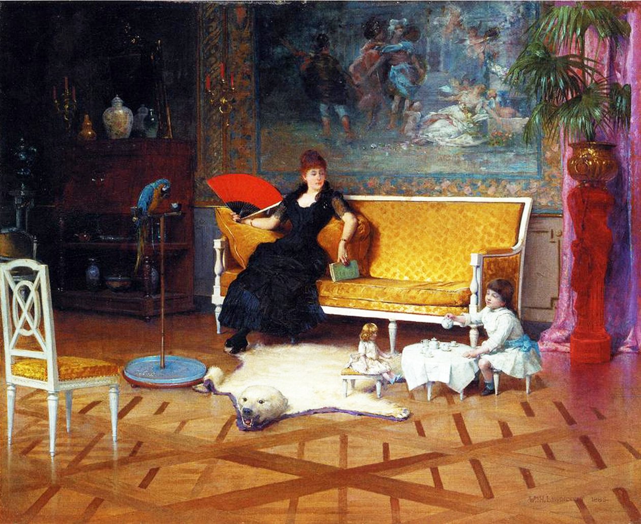 The Dolls Tea Time, 1885 olaj, panel alkotó: William Henry Lippincott