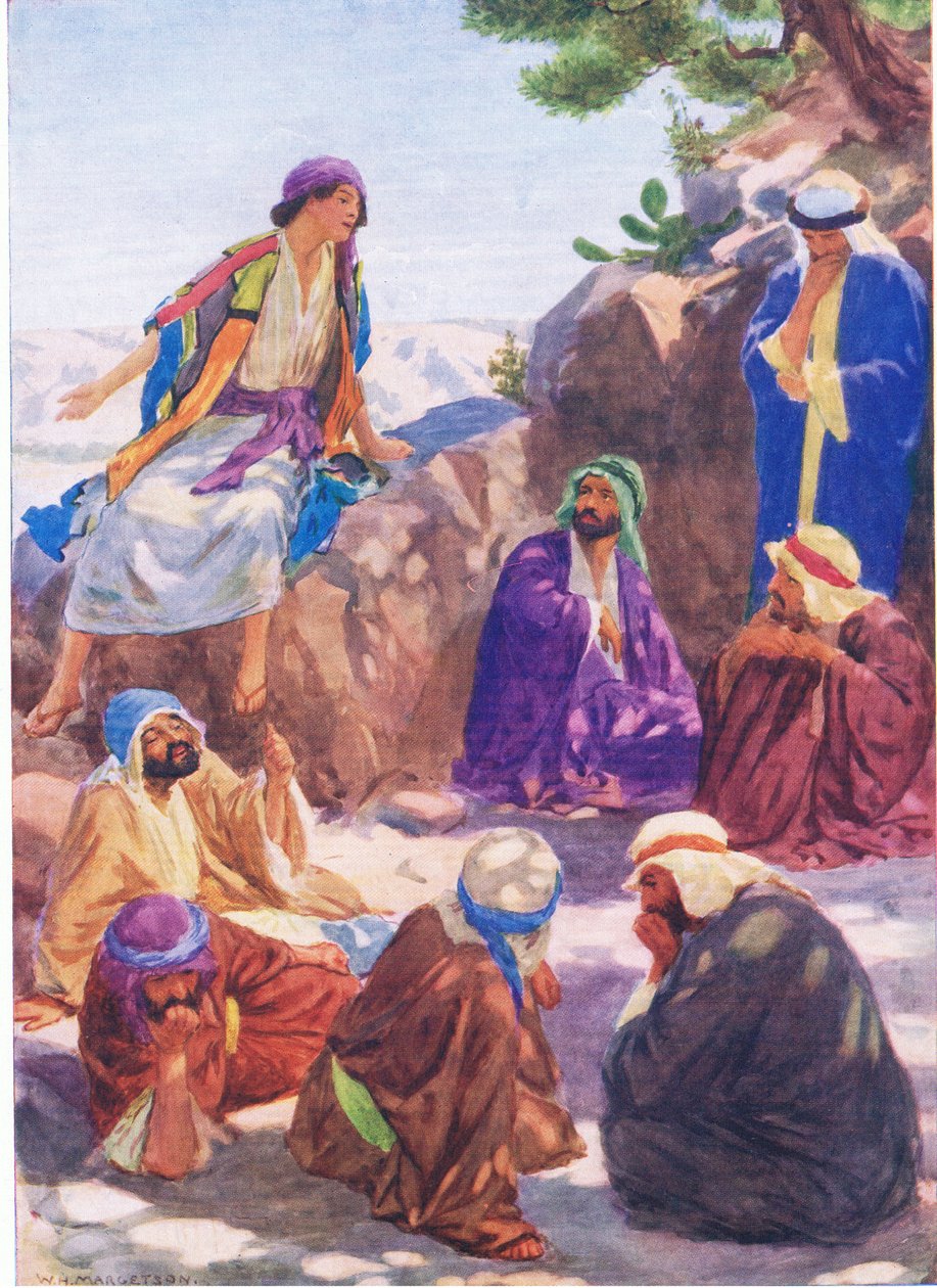Joseph elmeséli álmát, a Thomas Nelson által kiadott Biblia Képeskönyvből, 1950 körül alkotó: William Henry Margetson