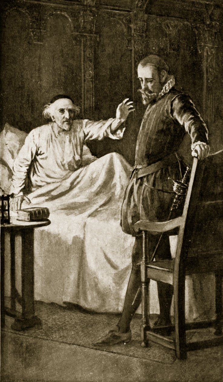 Knox a halálos ágyán, 1572 novembere, illusztráció a "Hutchinson