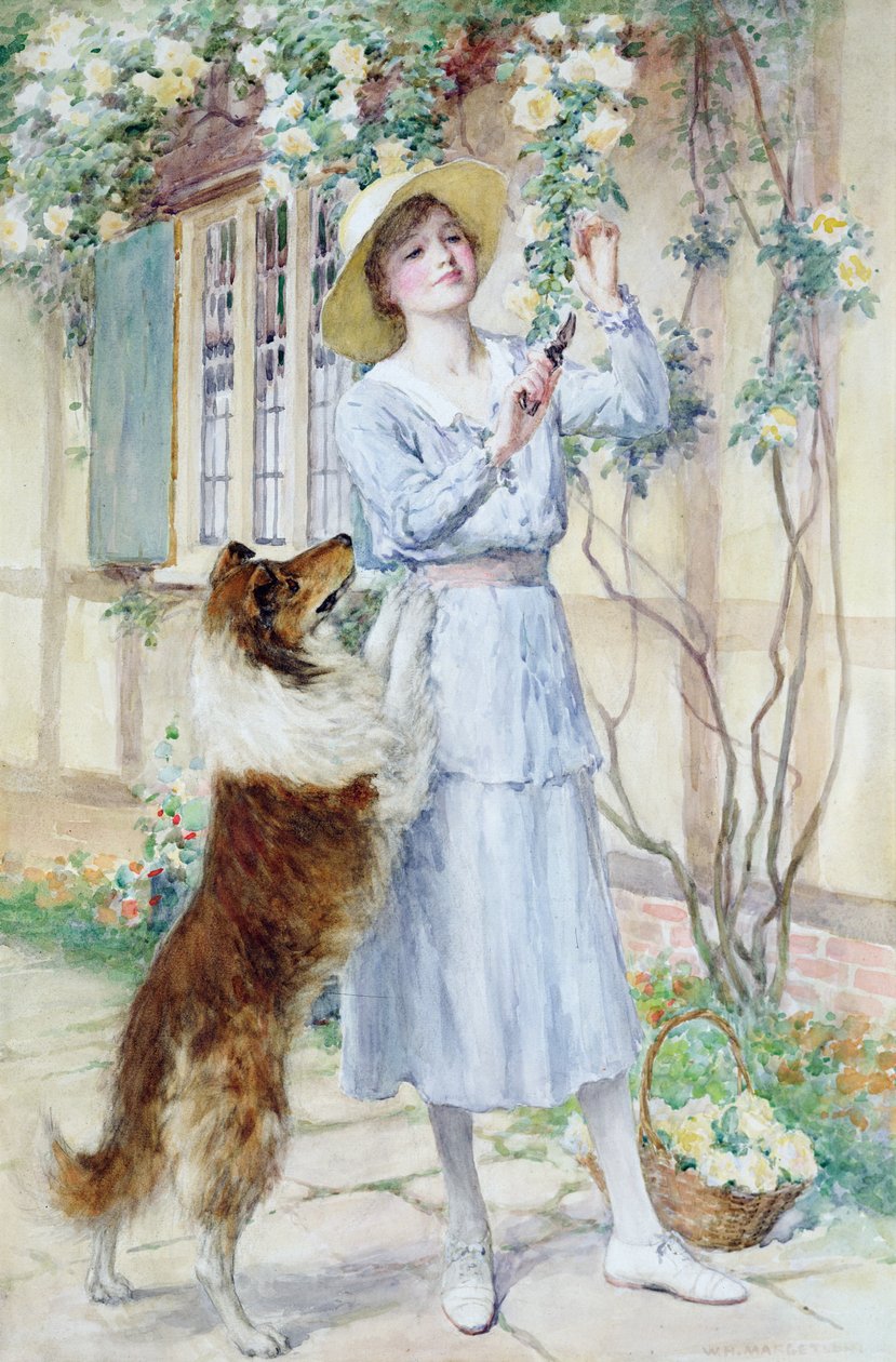 Rózsaszedés (akvarell, papír) alkotó: William Henry Margetson