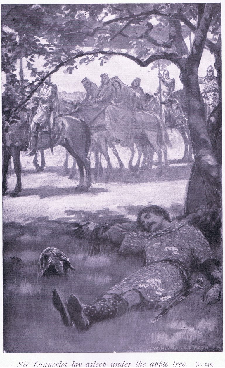 Sir Launcelot az almafa alatt aludt alkotó: William Henry Margetson