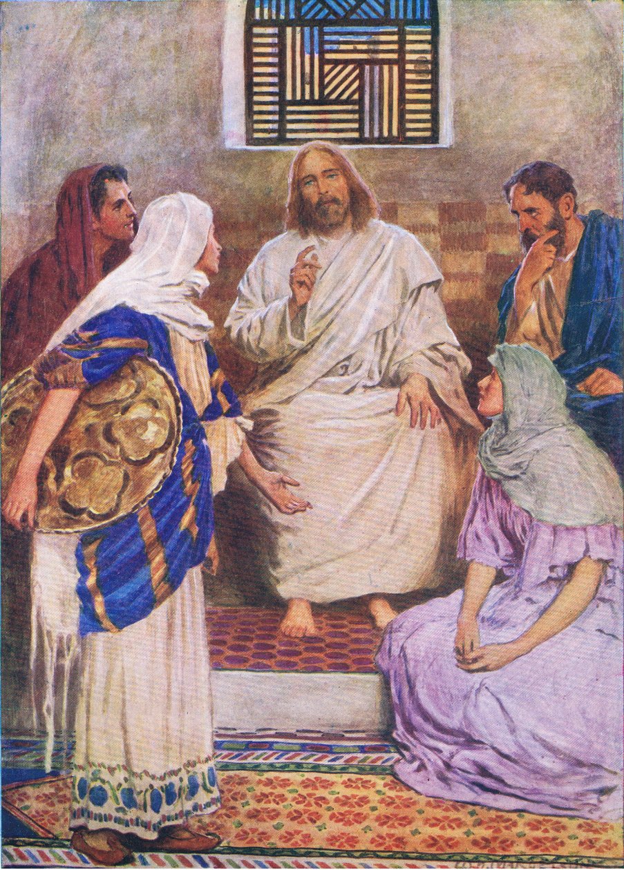 A két nővér, a Thomas Nelson által kiadott Biblia Képeskönyvből, 1950 körül alkotó: William Henry Margetson