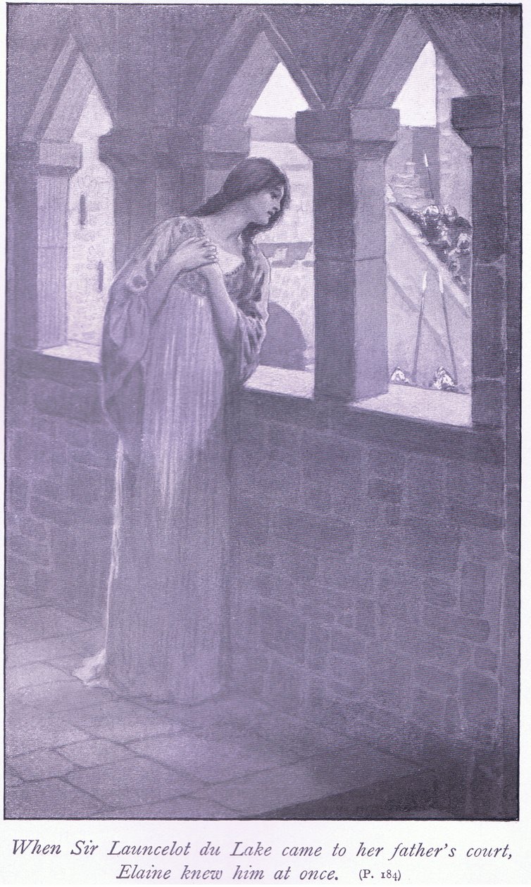 Amikor Sir Launcelot du Lake apja udvarába érkezett, Elaine azonnal ismerte őt alkotó: William Henry Margetson