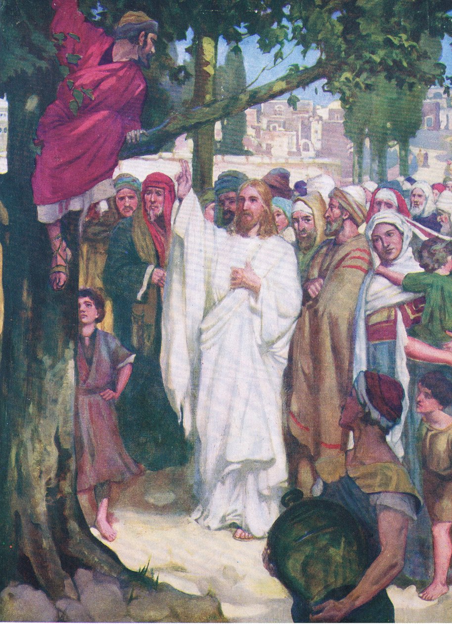 Zakeus, a Thomas Nelson által kiadott Biblia Képeskönyvből, 1950 körül alkotó: William Henry Margetson