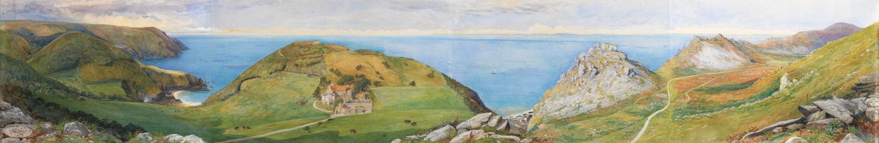 A sziklák völgye (wc és gouache fehérrel kiemelve) alkotó: William Henry Millais