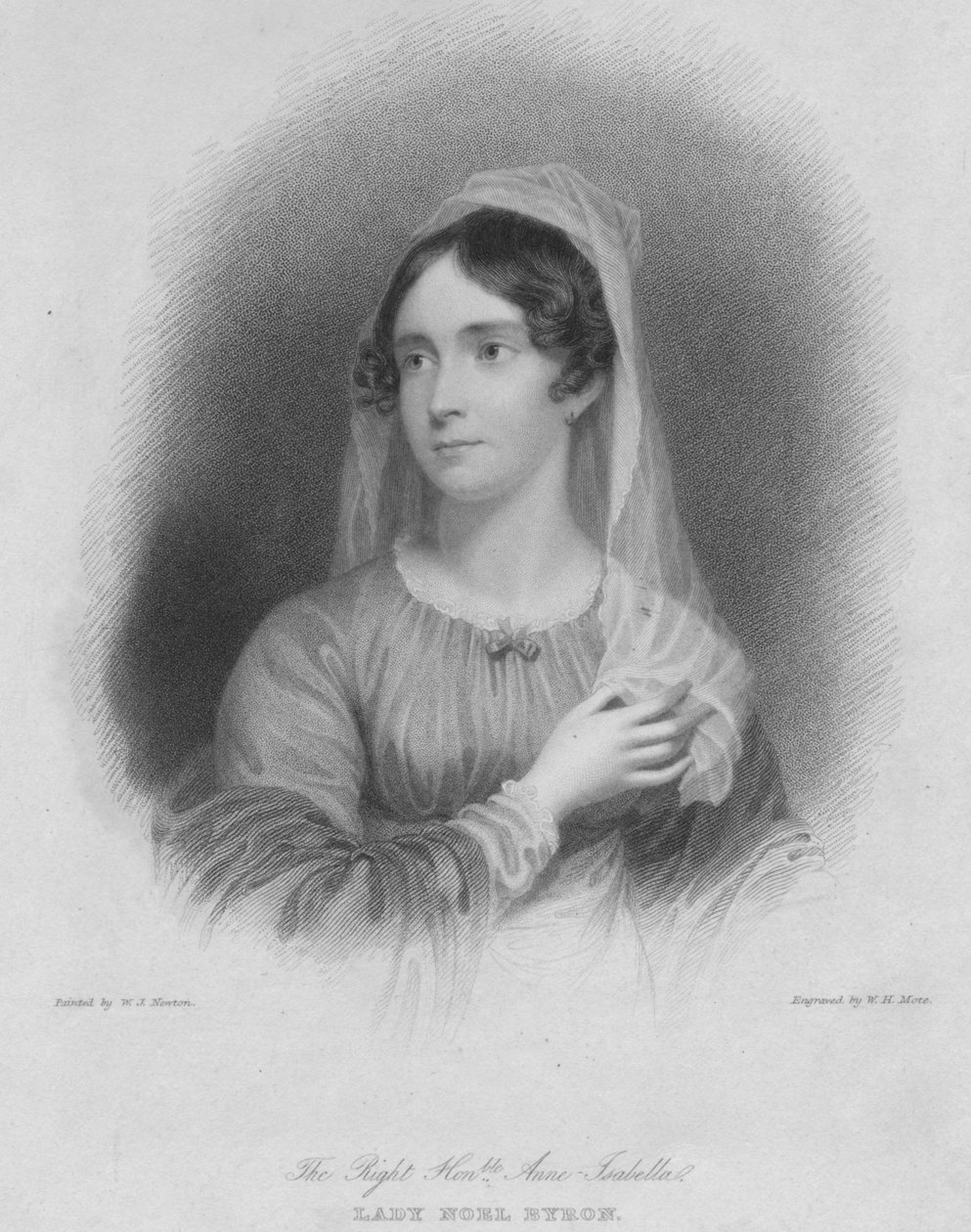 A helyes Anne Isabella Lady Noel Byron, George Gordon Byron költő felesége, gyakoribb alkotó: William Henry Mote