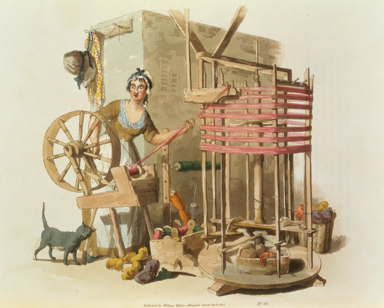 Egy női gyapjúgombolyag, a művész által metszett, 1808 (akvatinta) alkotó: William Henry Pyne