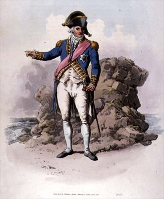 Admirális teljes egyenruhában, a Bath-rendet viselve a "Nagy-Britannia jelmezei" című kötetből (nyomtatás) alkotó: William Henry Pyne