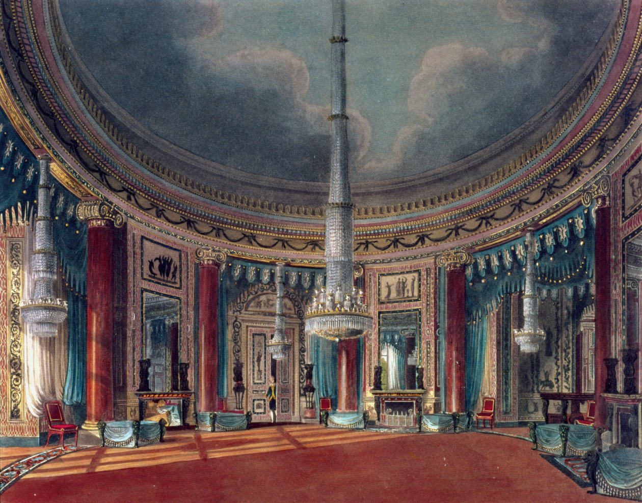 Carlton House, a Circular Room, a Pynes Royal Residencestől, 1818-ban jelent meg alkotó: William Henry Pyne