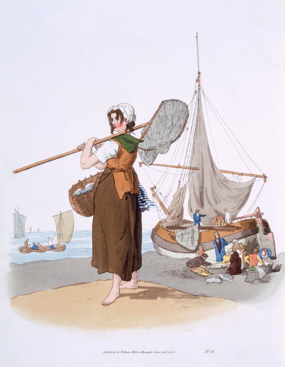 Női garnéla, a "Costume of Great Britain"-ből, William Miller kiadója, 1805 alkotó: William Henry Pyne