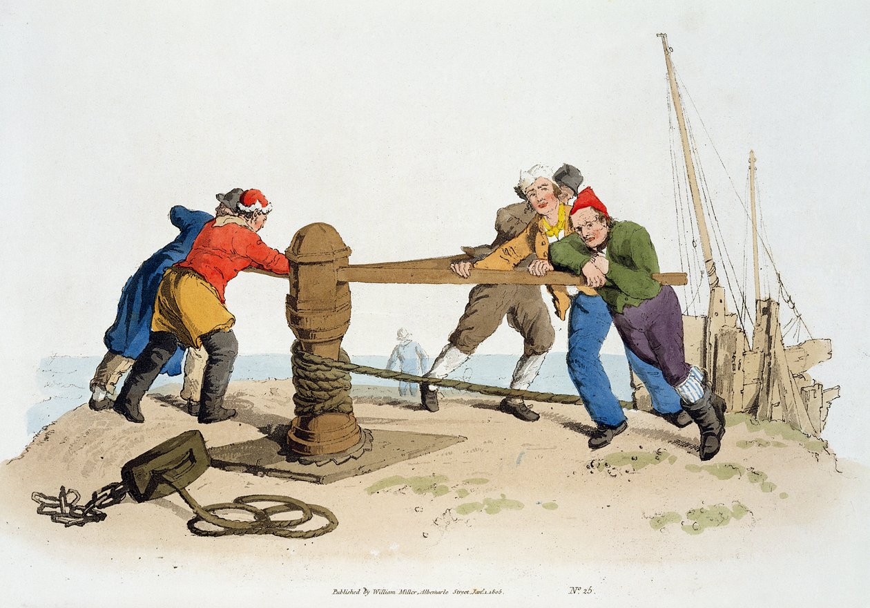 Halászok a kaptártól, a William Miller által kiadott "Nagy-Britannia viselete" című könyvből, 1805. alkotó: William Henry Pyne
