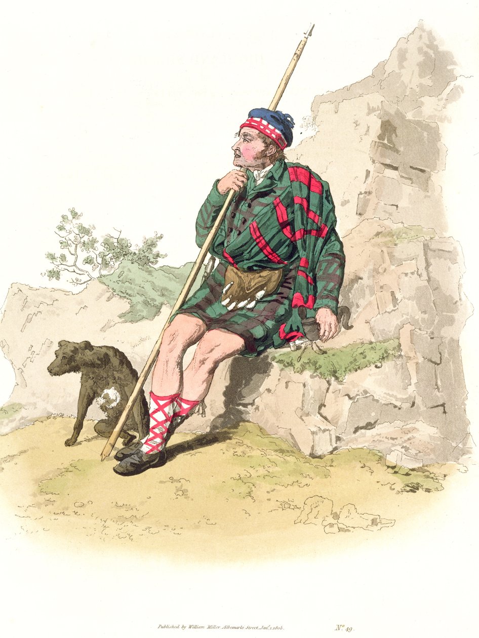 Highland Shepherd, a "Nagy-Britannia jelmezei" című könyvéből, William Miller, 1805 alkotó: William Henry Pyne