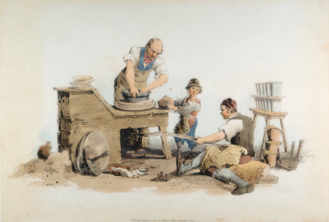 Virágcserepek készítése, 1808 alkotó: William Henry Pyne