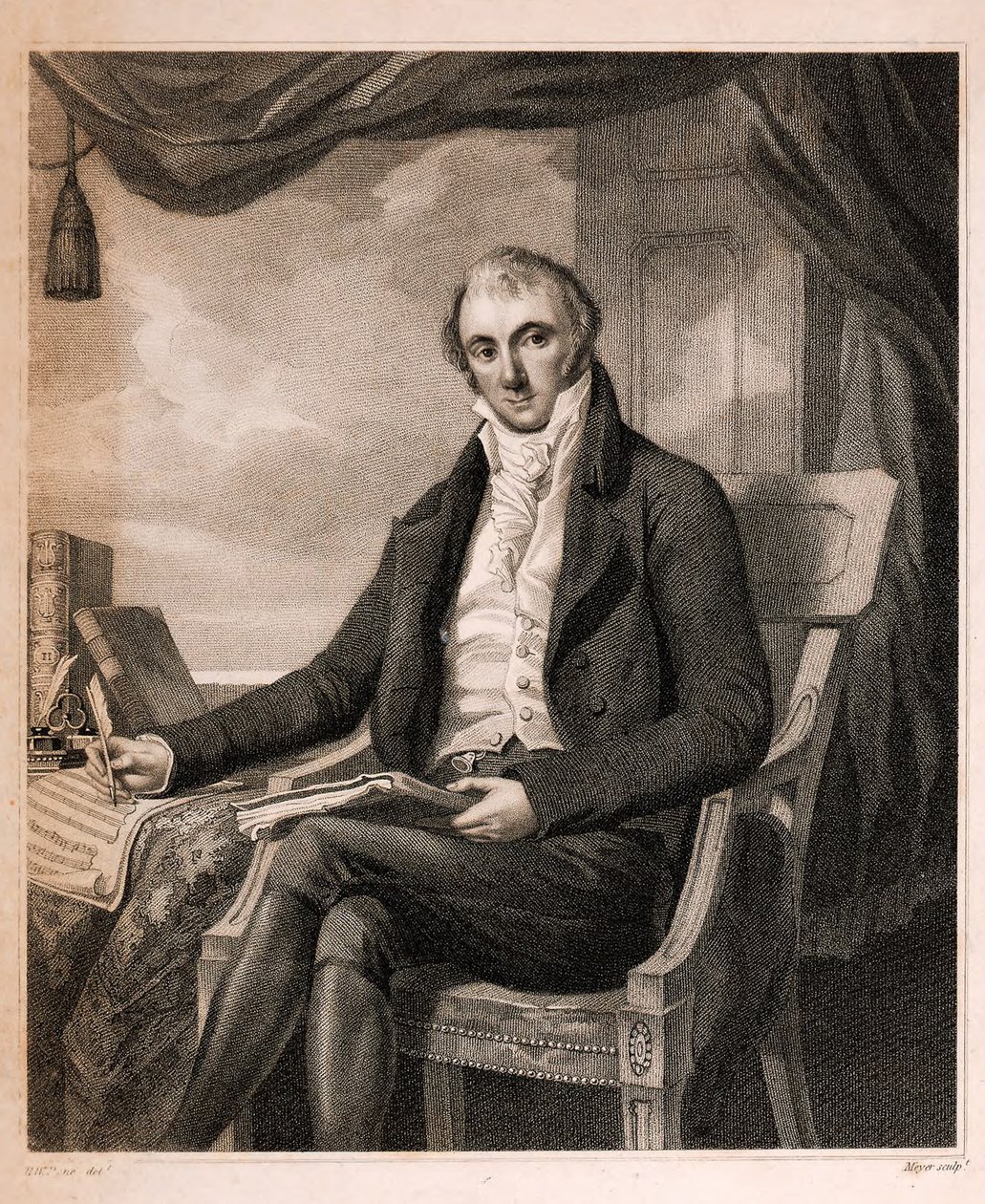 Joseph Wölfl zongoraművész és zeneszerző portréja 1773-1812, 1811. alkotó: William Henry Pyne