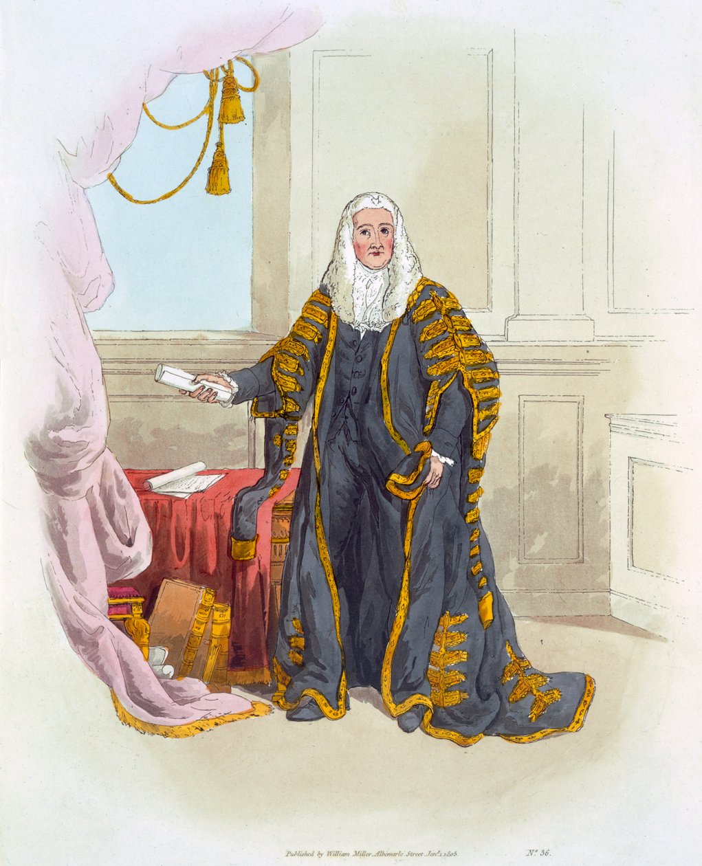 Az alsóház elnöke, a „Nagy-Britannia jelmezei” című könyvéből, William Miller, 1805 alkotó: William Henry Pyne