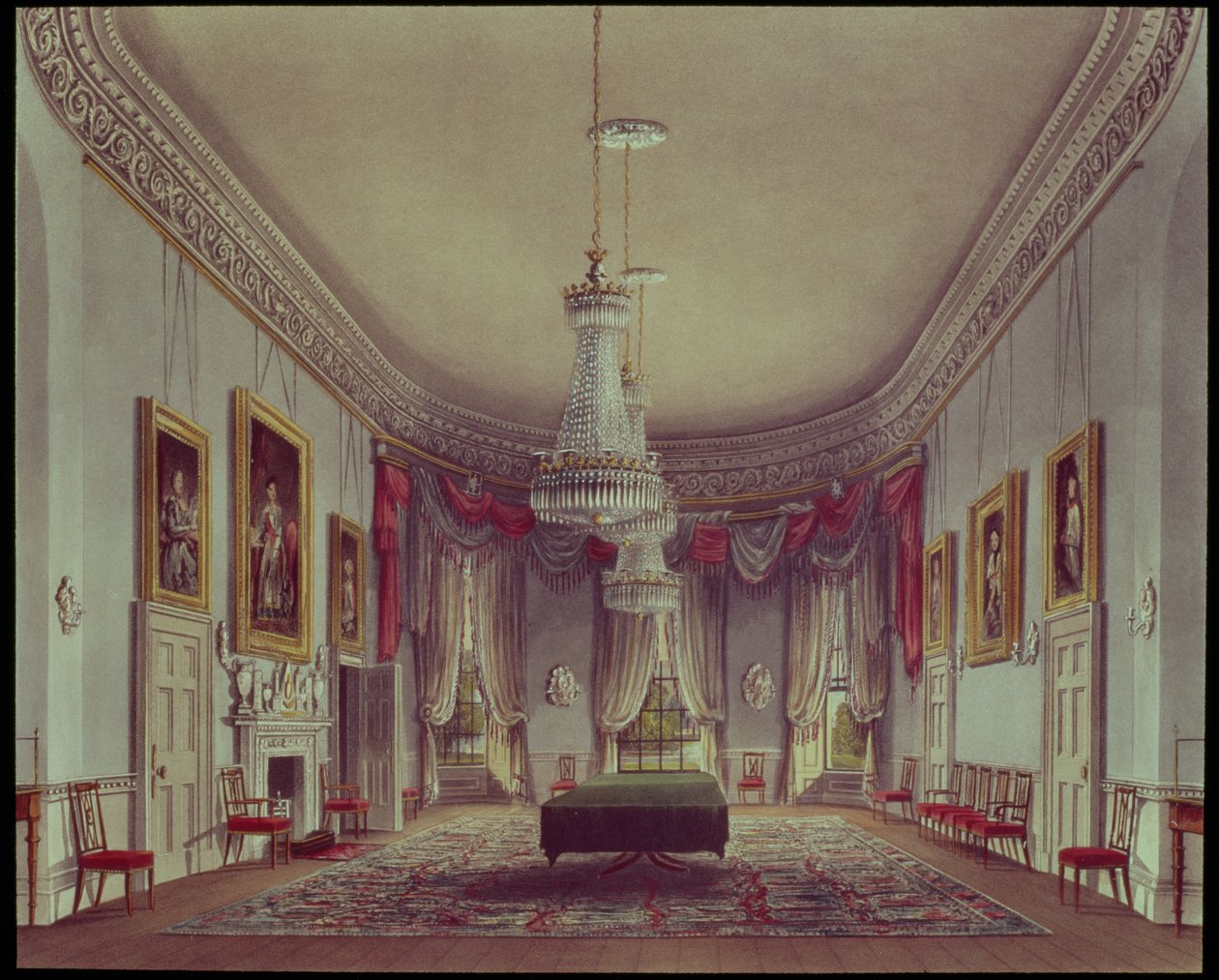 The Dining Room, Frogmore Pyne királyi rezidenciáiból, 1818 alkotó: William Henry Pyne