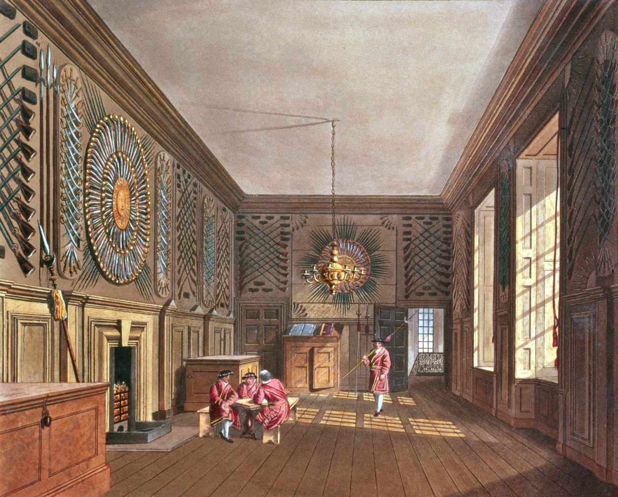 Az Őrkamra, Szent Jakab-palota Pyne királyi rezidenciáiból, 1818 alkotó: William Henry Pyne