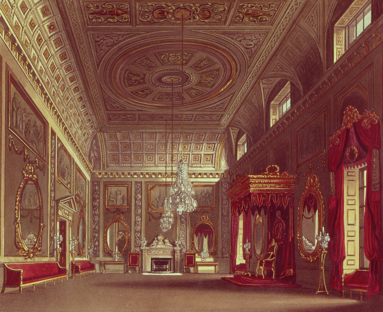 A szalon, a Buckingham-palota Pyne „királyi rezidenciáiból”, 1818 alkotó: William Henry Pyne