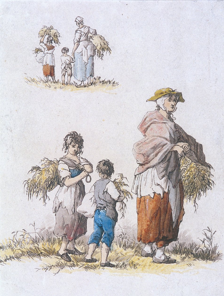 Nők és gyerekek szedegetnek, Tartományi karakterek, 1802 alkotó: William Henry Pyne
