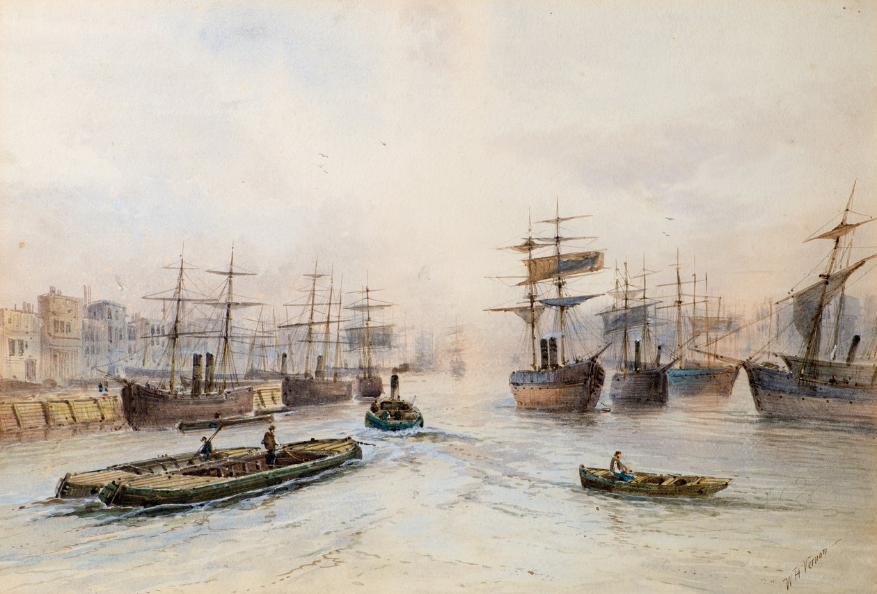 Szállítás a Temzén (akvarell) alkotó: William Henry Vernon