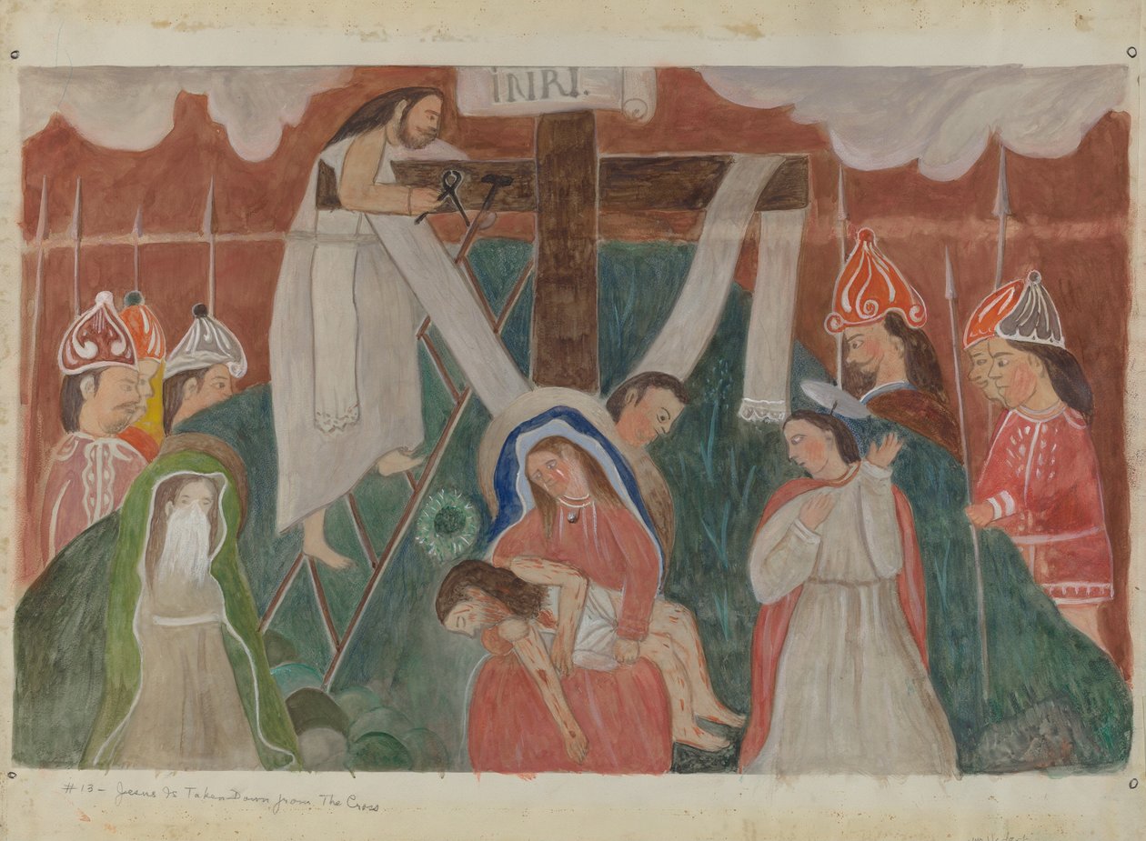 13. számú keresztút: Jézust leveszik a keresztről, c. 1936. alkotó: William Herbert