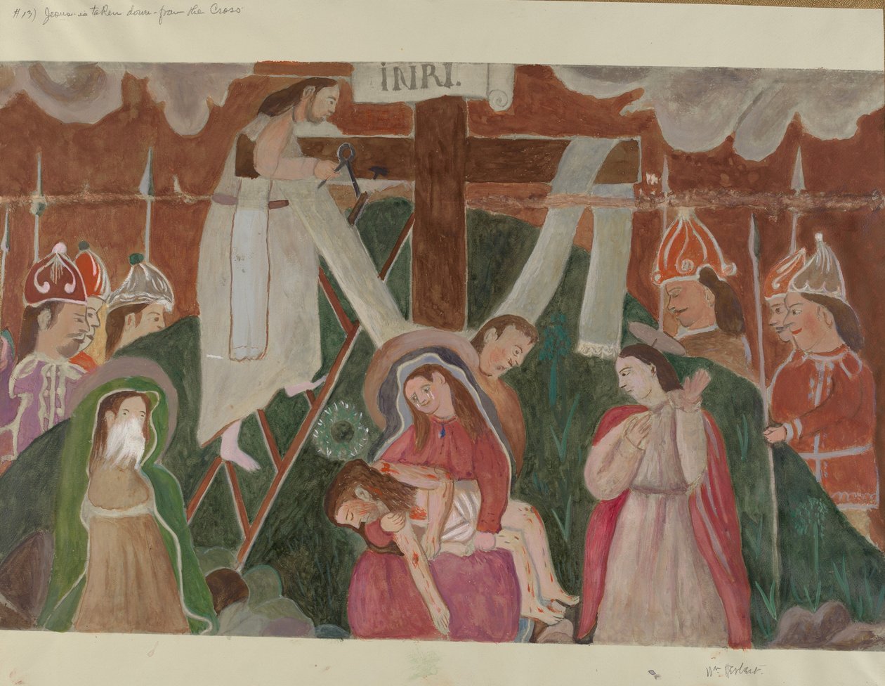 13. számú keresztút: Jézust leveszik a keresztről, c. 1936. alkotó: William Herbert
