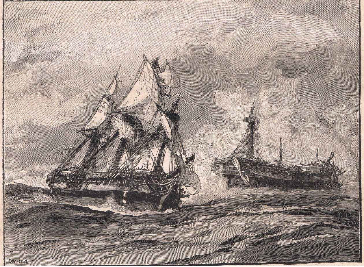 Arethusa és a Belle Poule Kr. u. 1778 alkotó: William Heysham Overend