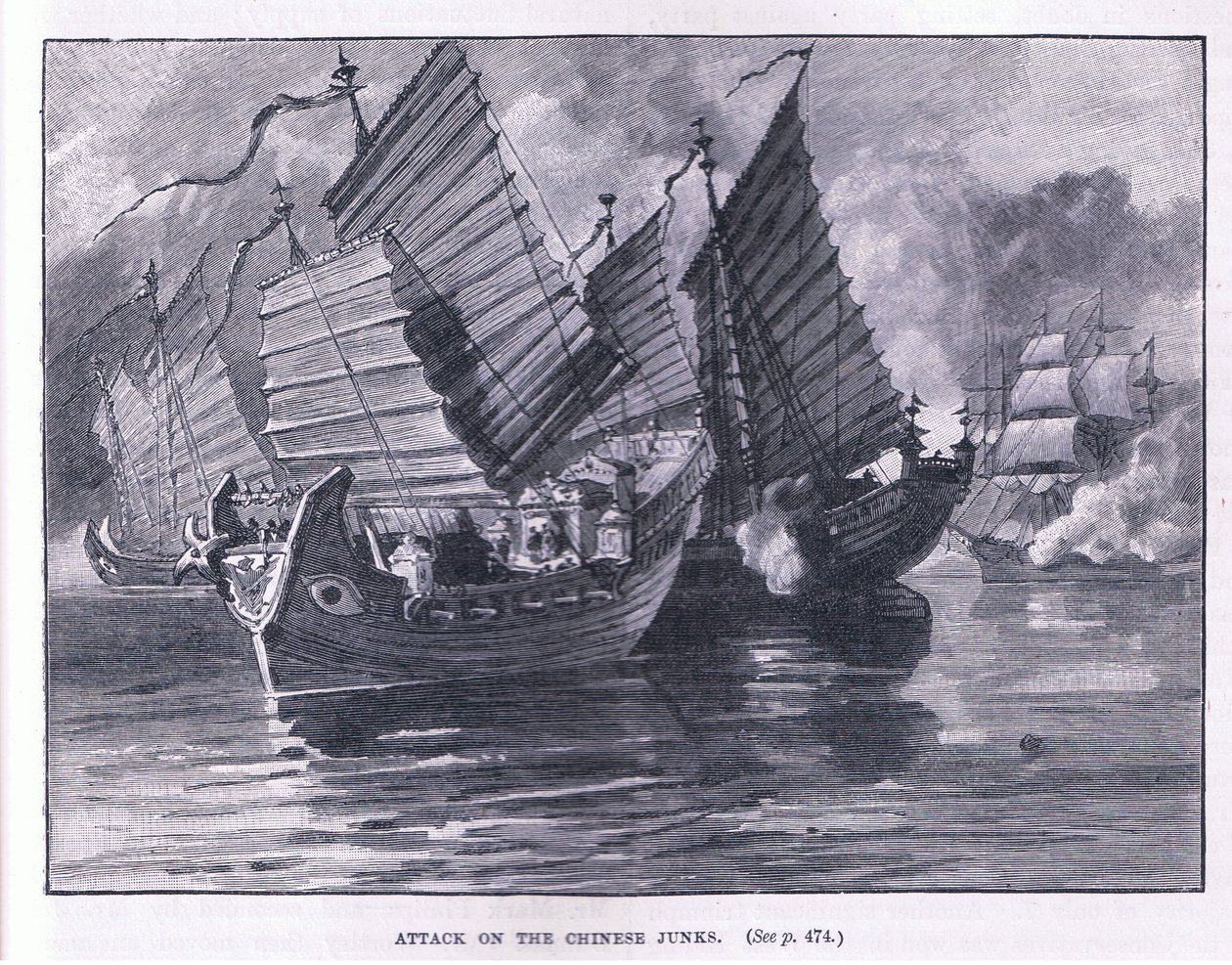 Támadás a kínai dzsunkák ellen AD 1841 alkotó: William Heysham Overend