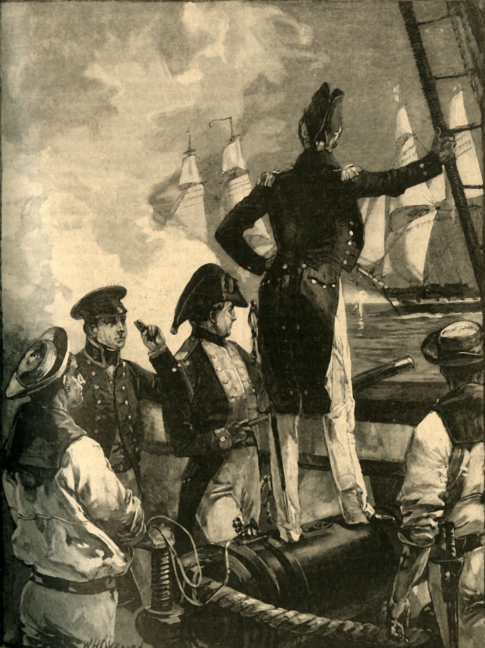 William Walpole kapitány elfogja a Duke of Saldanhas hajóit, Liberal Wars, 1829 c1890. alkotó: William Heysham Overend