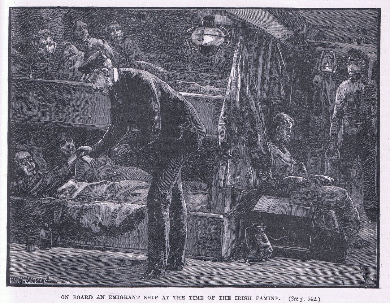 Egy emigráns hajó fedélzetén az ír éhínség idején, 1846-ban alkotó: William Heysham Overend